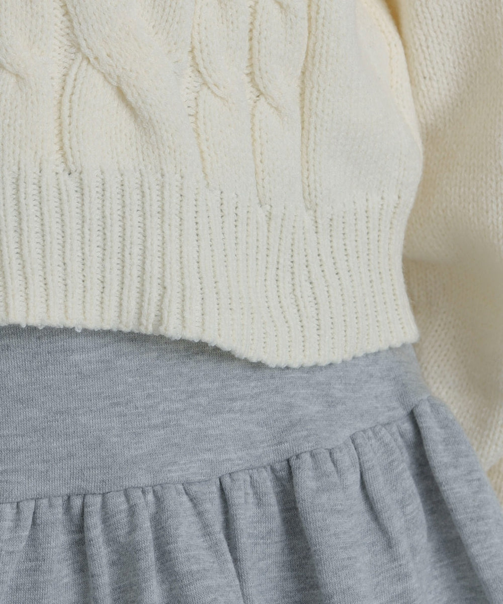 チュールリボンケーブルニット