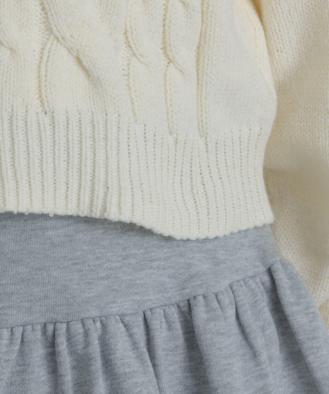 チュールリボンケーブルニット