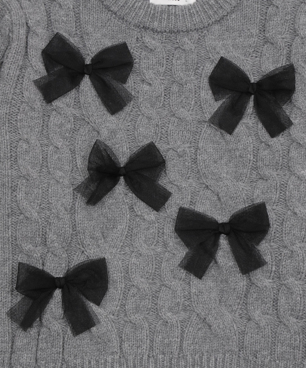 チュールリボンケーブルニット