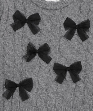 チュールリボンケーブルニット