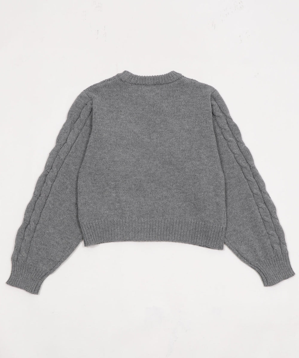 チュールリボンケーブルニット