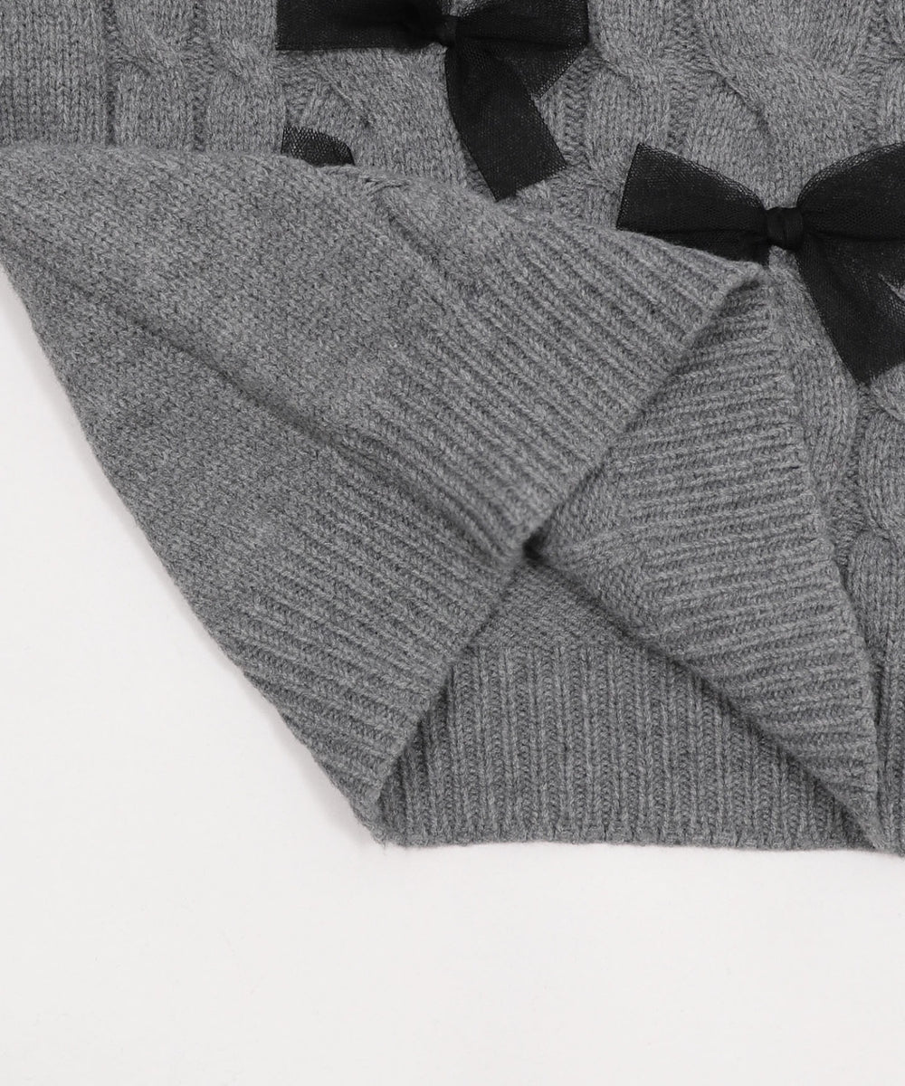 チュールリボンケーブルニット