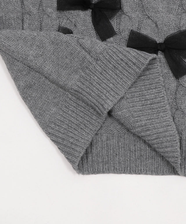 チュールリボンケーブルニット