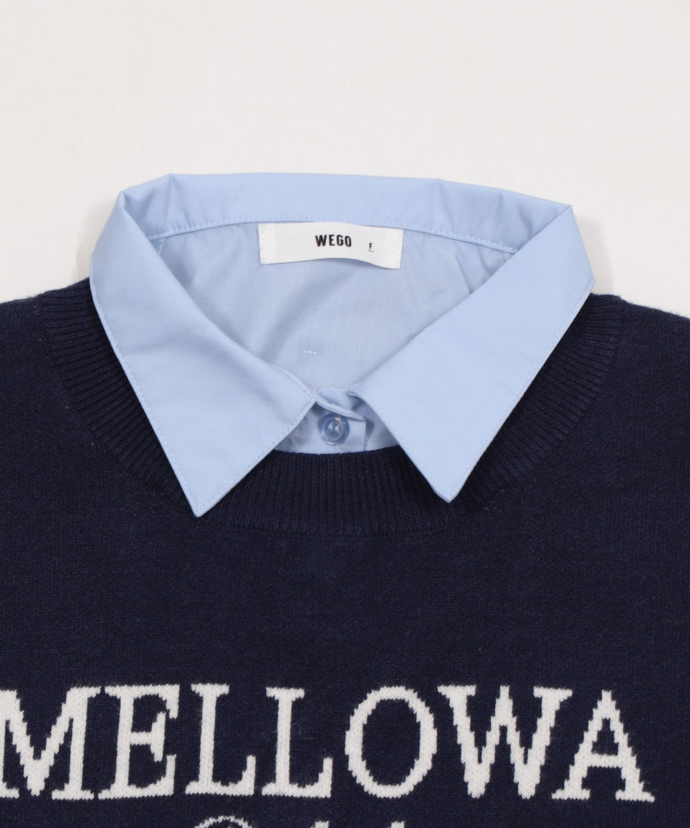 シャツドッキングジャガードニット