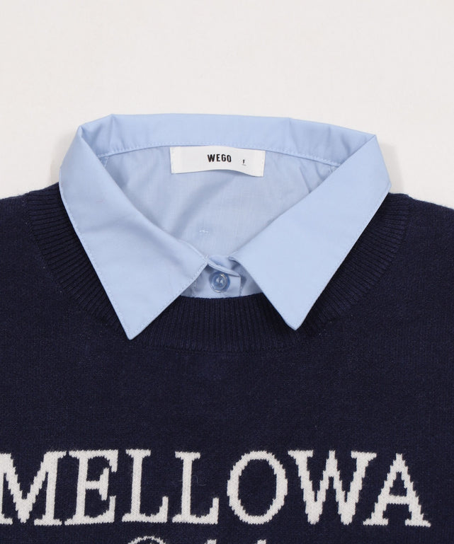 シャツドッキングジャガードニット