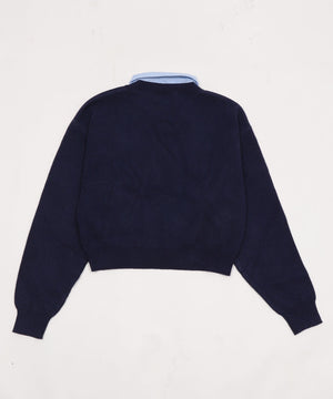 シャツドッキングジャガードニット