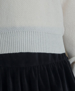 ベロアリボンアップリケタックスリーブニット