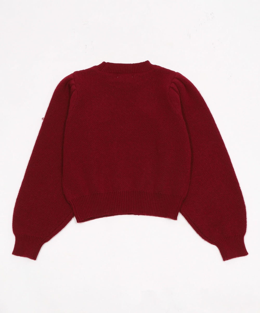 ベロアリボンアップリケタックスリーブニット