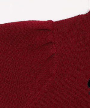 ベロアリボンアップリケタックスリーブニット