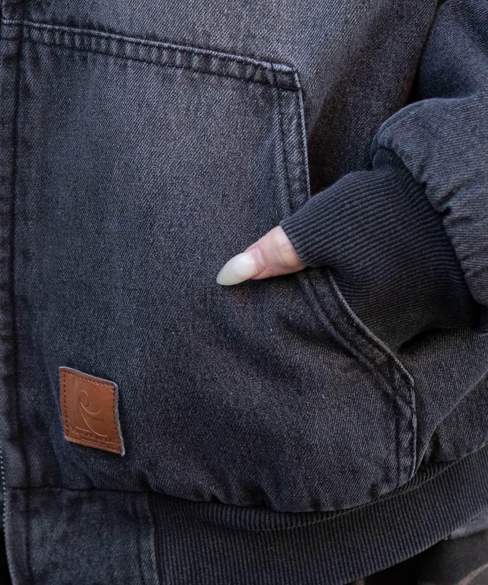 デニムキルトファーフードブルゾン