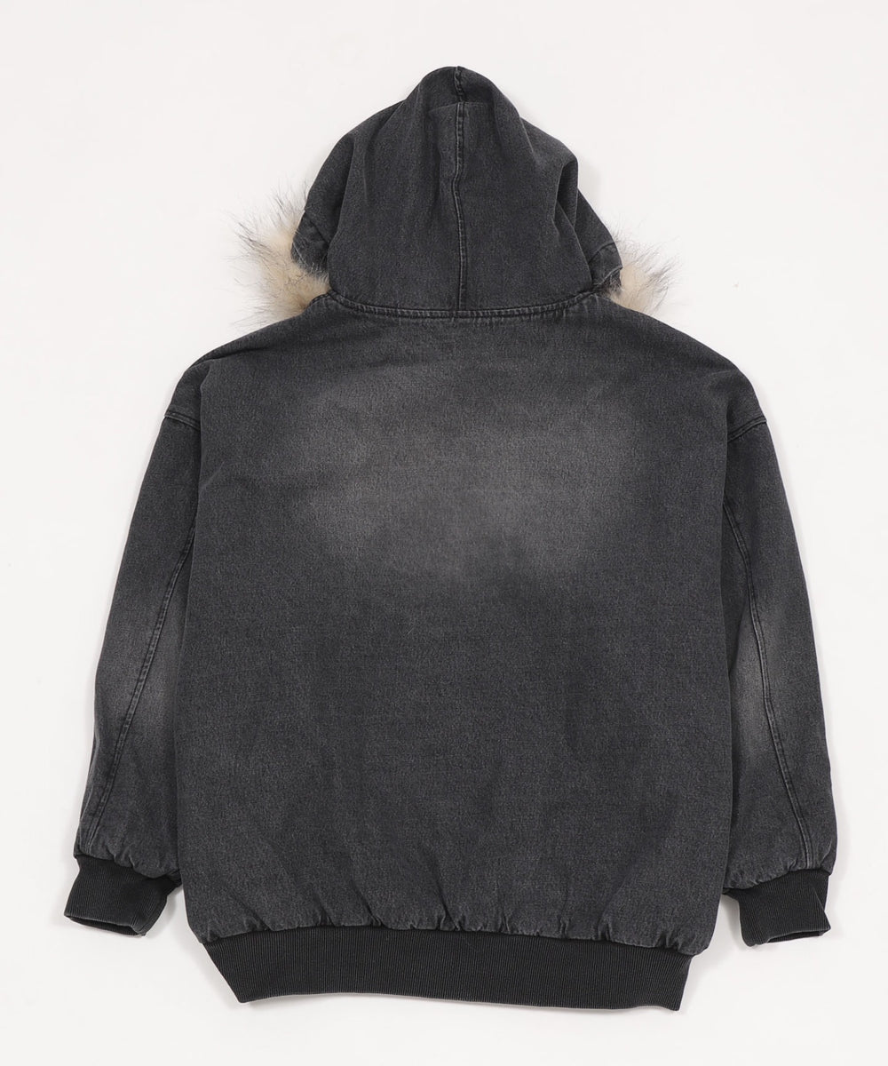 デニムキルトファーフードブルゾン