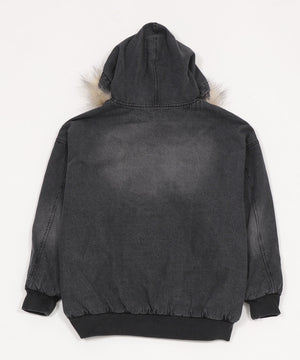 デニムキルトファーフードブルゾン