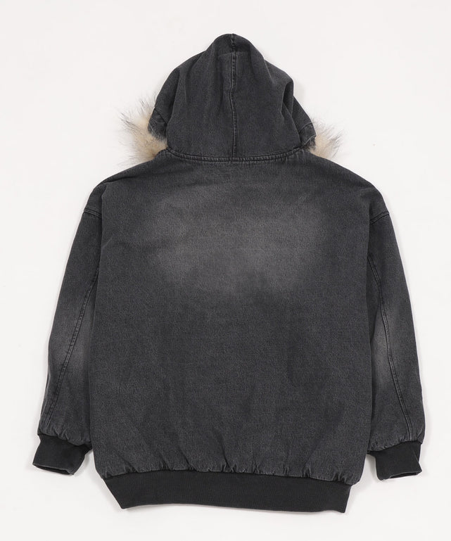 デニムキルトファーフードブルゾン