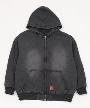 デニムキルトファーフードブルゾン