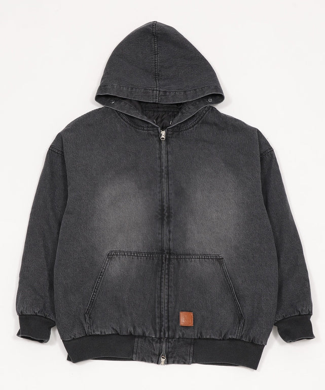 デニムキルトファーフードブルゾン