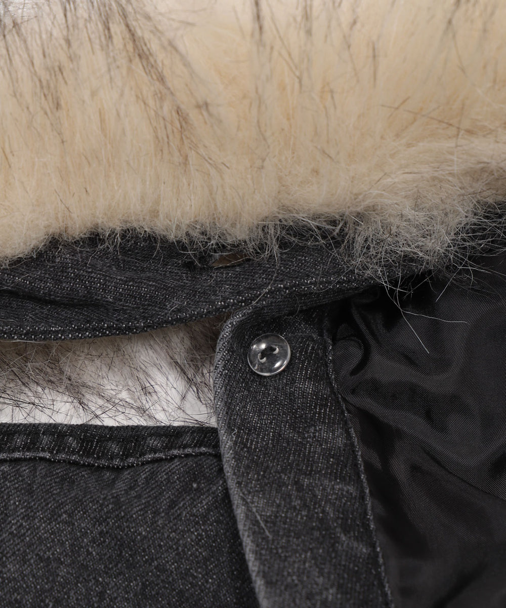 デニムキルトファーフードブルゾン