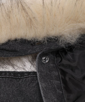 デニムキルトファーフードブルゾン