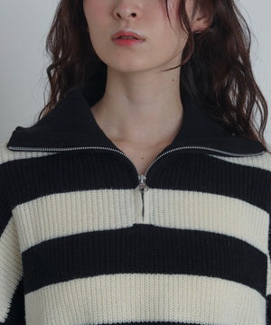 ハーフジップニットプルオーバー