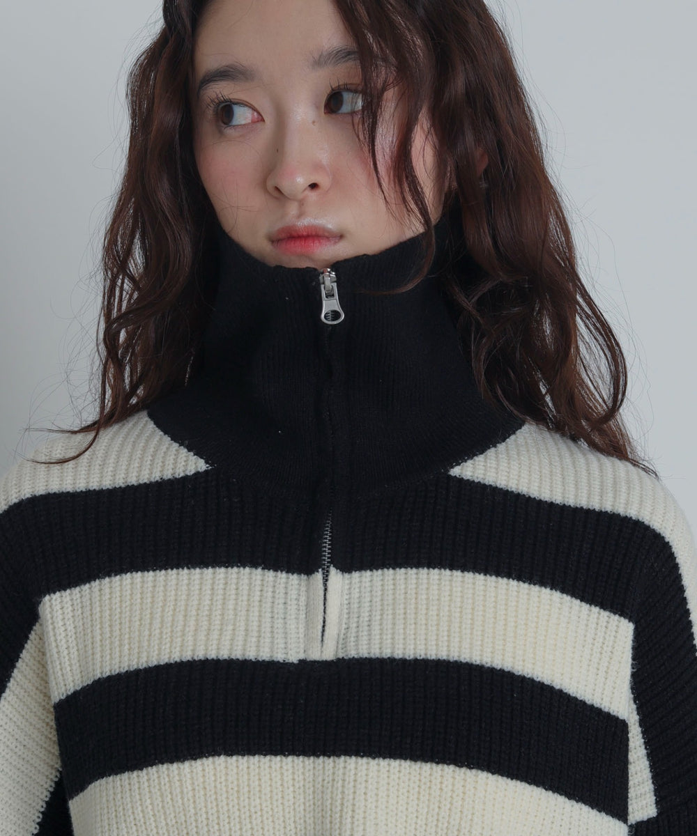 ハーフジップニットプルオーバー