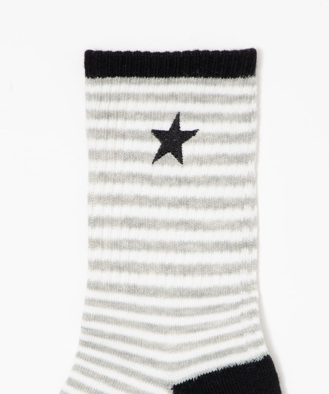 スター刺繍ボーダーソックス(23-25cm)