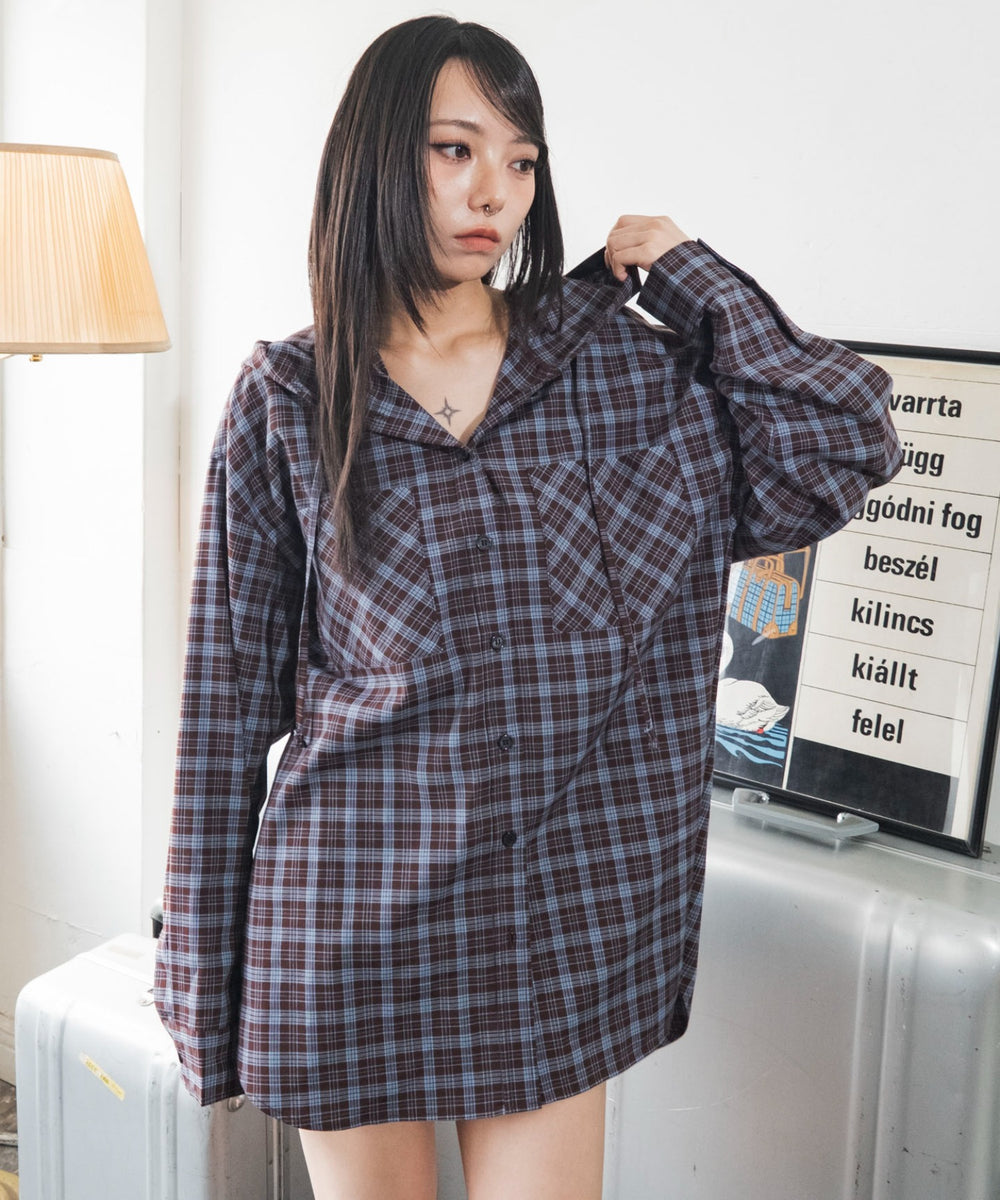 ブラウンチェック１　モデル：159cm F着用