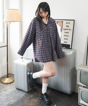 ブラウンチェック１　モデル：159cm F着用