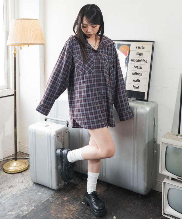 ブラウンチェック１　モデル：159cm F着用