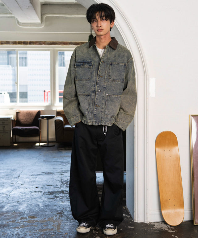 デニム淡加工 モデル：180cm L着用