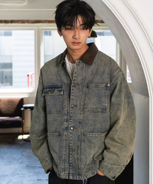 デニム淡加工 モデル：180cm L着用