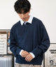 シャツレイヤードニットプルオーバー/ネイビー モデル：180cm L着用
