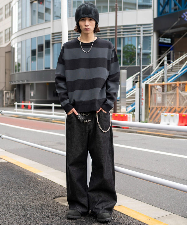 グレーボーダー モデル：182cm L着用