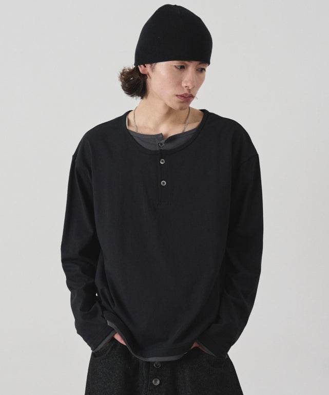 ダブルヘンリーロンT/ブラック モデル：182cm L着用