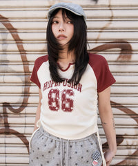 キーネックサイドレースアップちびT