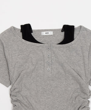 レイヤードヘンリーネック半袖T