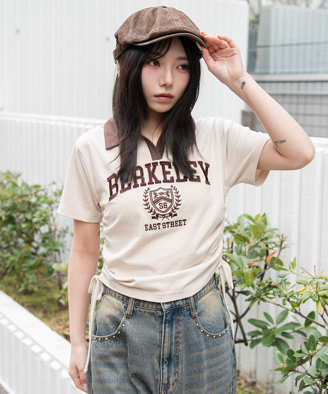 スキッパーサイドドロストT/ブラウン モデル：159cm F着用