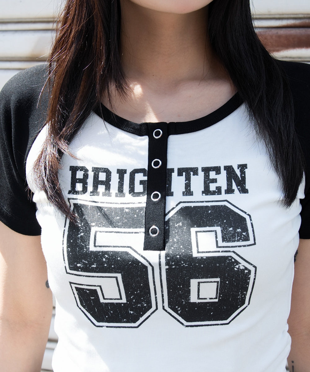 グラフィックラグランヘンリーネックT