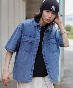 デニム淡加工 モデル：182cm L着用