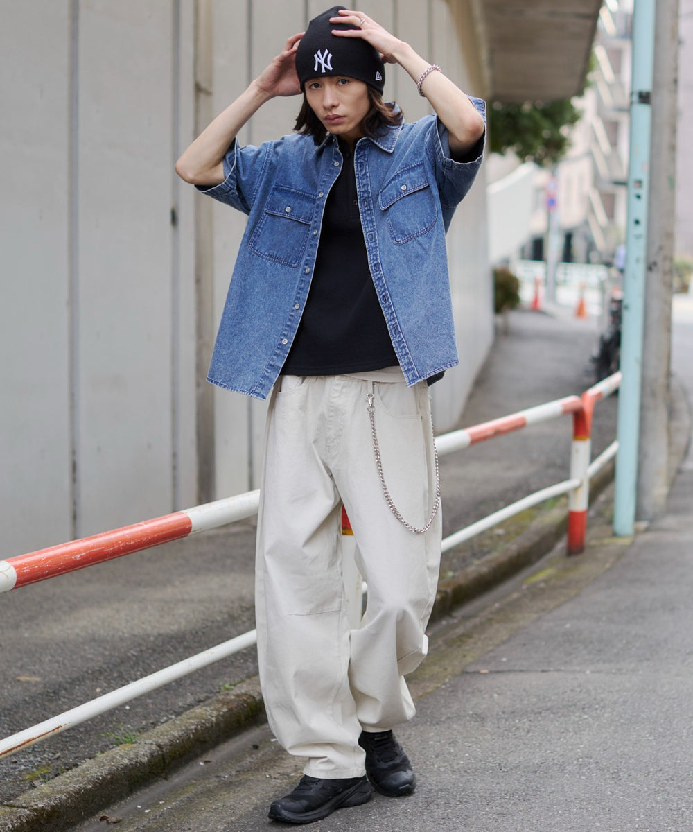 デニム淡加工 モデル：182cm L着用