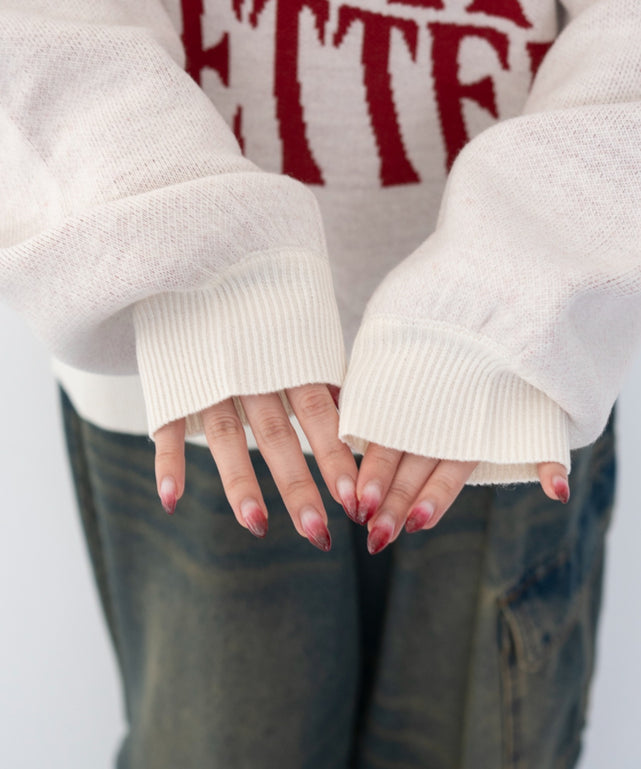 グラフィックニットプルオーバー