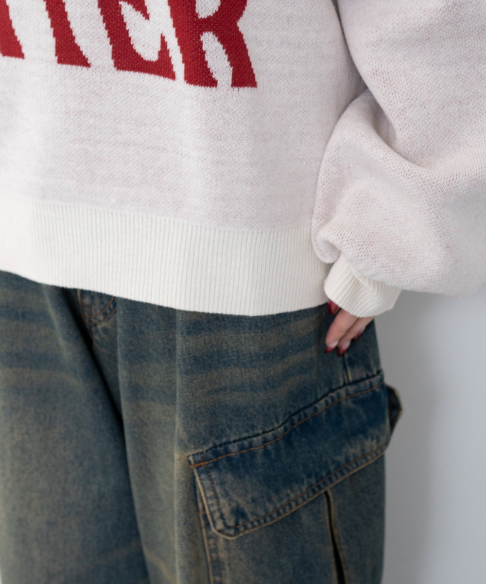 グラフィックニットプルオーバー