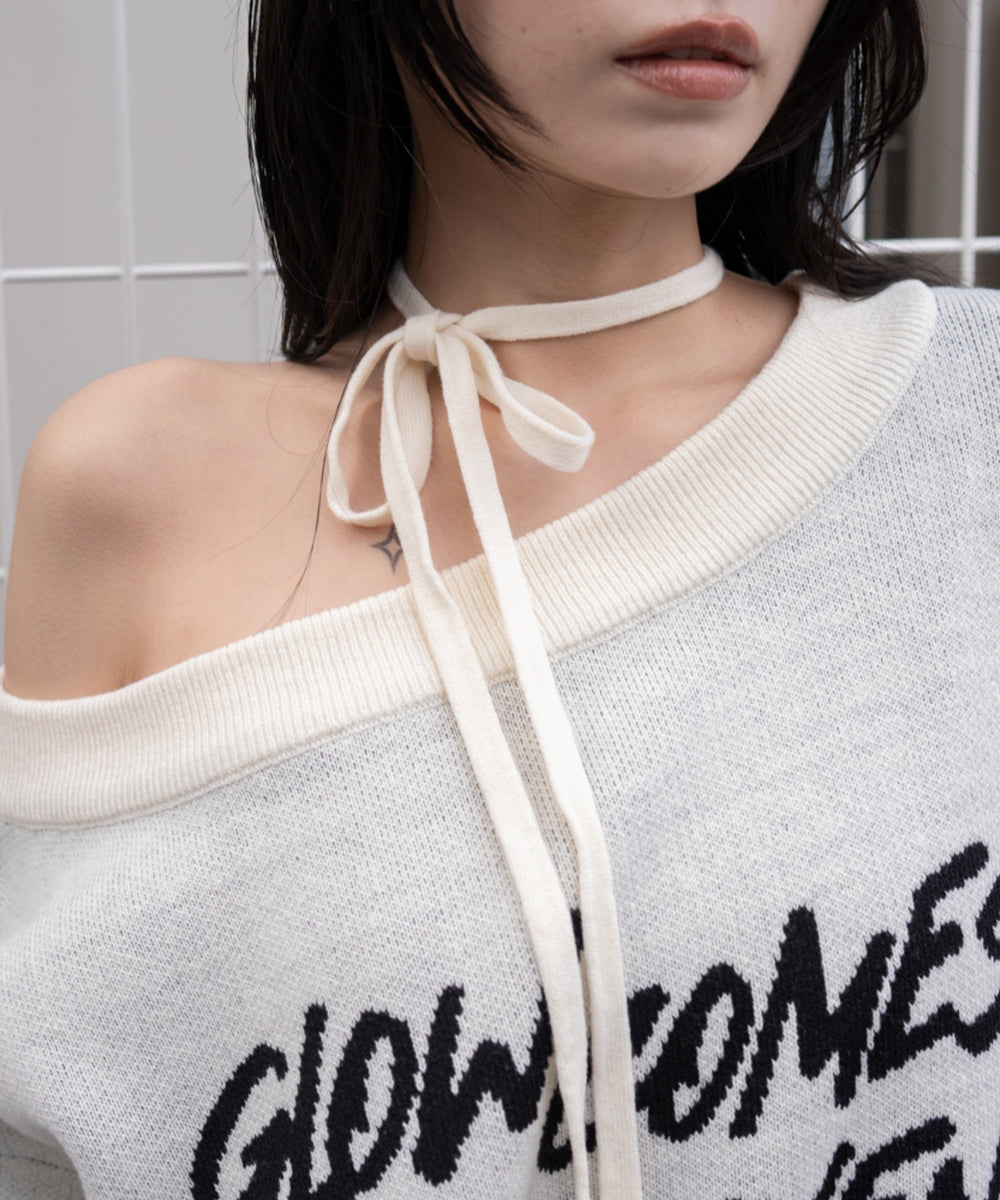 2WAYショルダーリボンニット