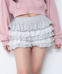 スウェットレースフリルマイクロショートパンツ