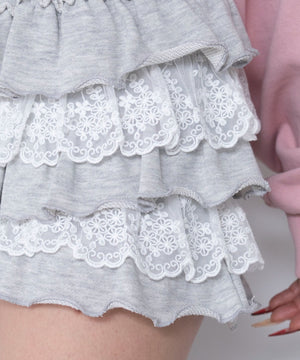 スウェットレースフリルマイクロショートパンツ