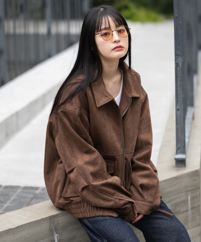 フライトジャケット/ブラウン　モデル：161cm F着用