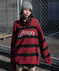 アゼアミボーダーニットプルオーバー