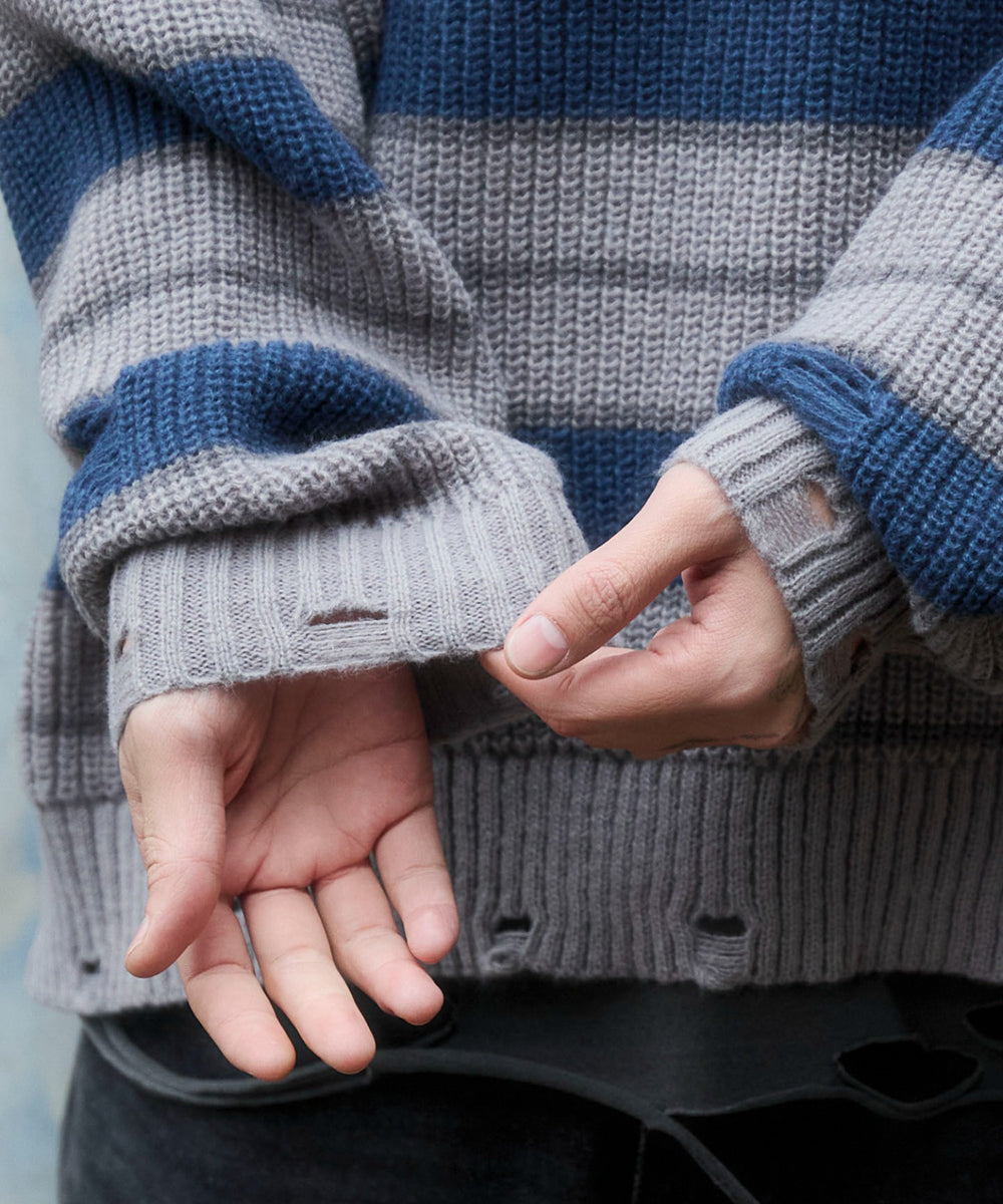 アゼアミボーダーニットプルオーバー