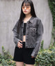 デニムジャケット/ブラックソノタ　モデル：161cm F着用