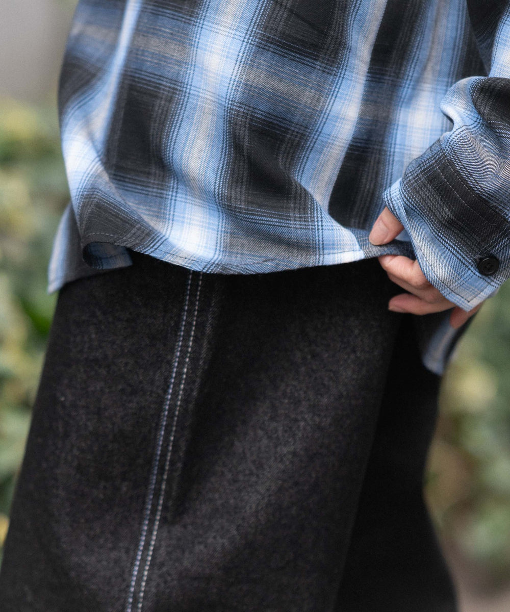 フードチェックシャツ