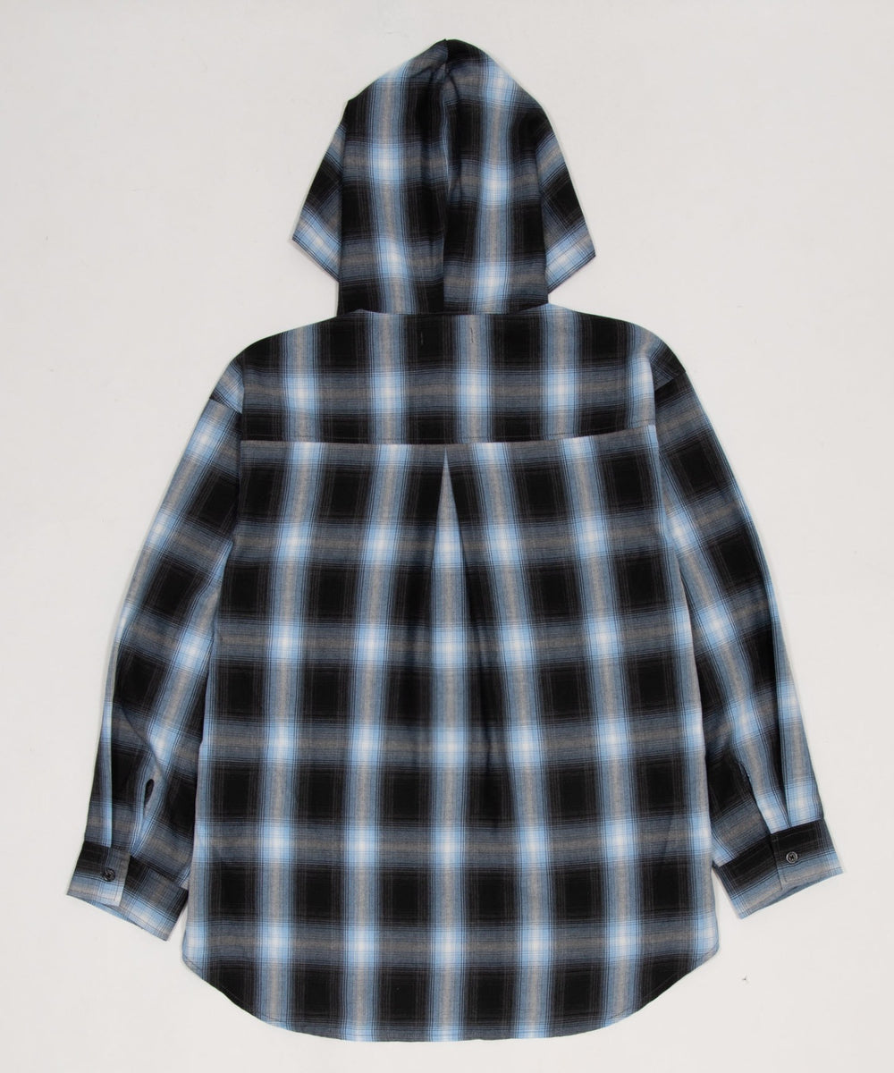 フードチェックシャツ