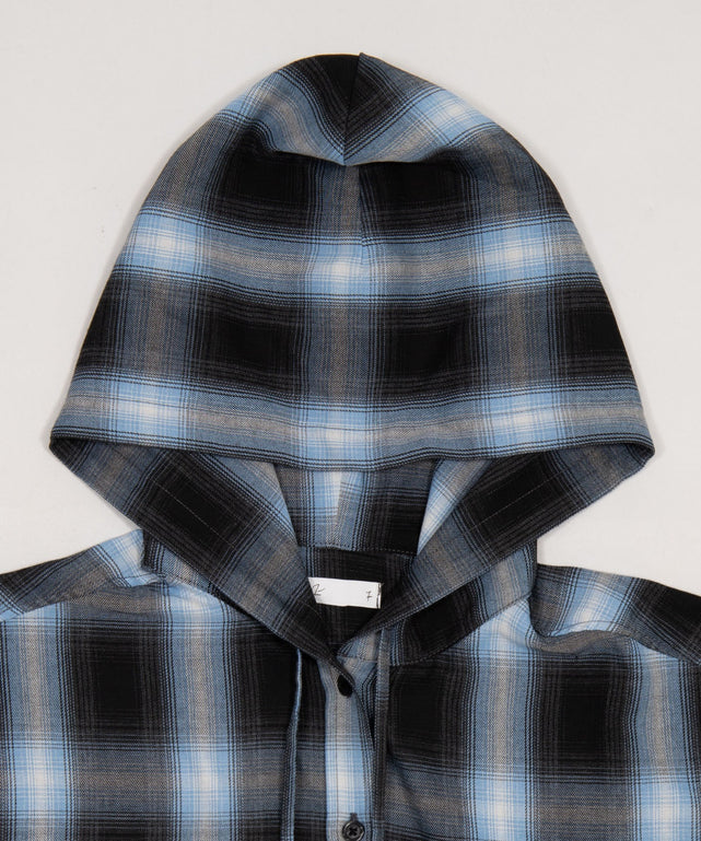 フードチェックシャツ